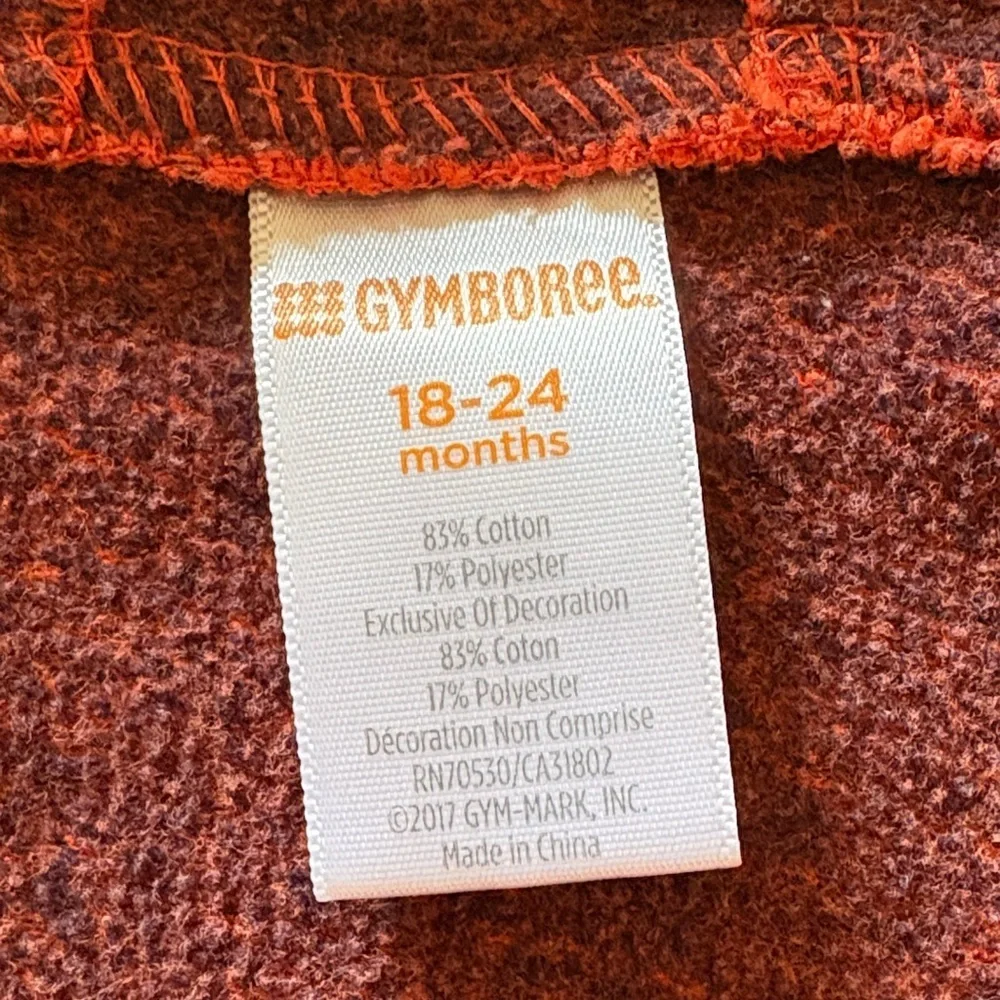Gymboree Boys Orange & Blue Fox Hoodie 18-24months Gently Loved
